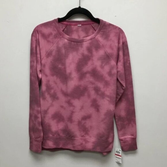 Ideology Womens Gratitude Pullover Sweatshirt Pink Malaga Tie Dye Stretch XS New - Picture 1 of 5